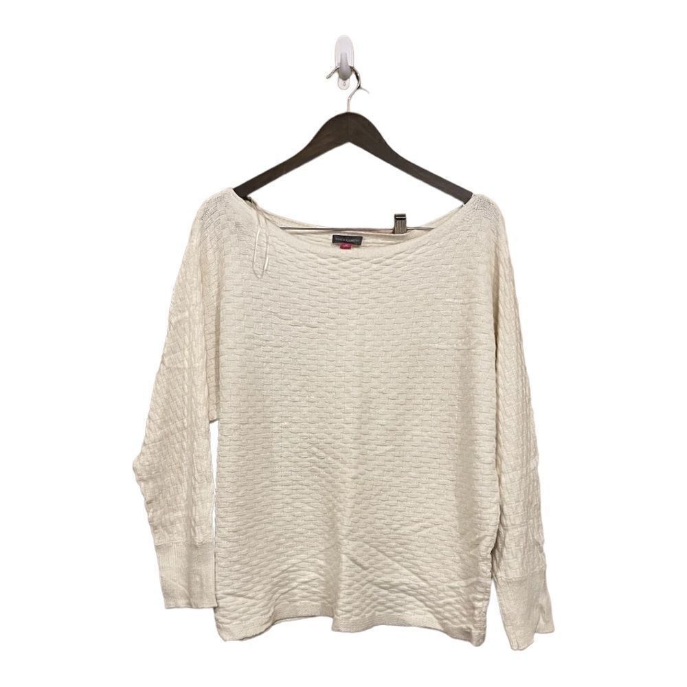 Vince Camuto White/Cream Waffle Knit Sweater Women XL